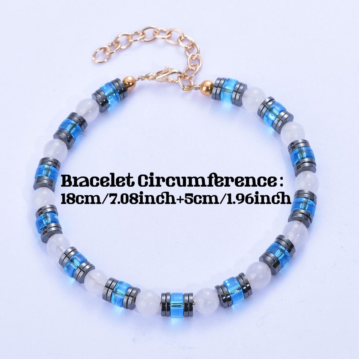 Moonstone Bead Bracelet with Adjustable Golden Chain